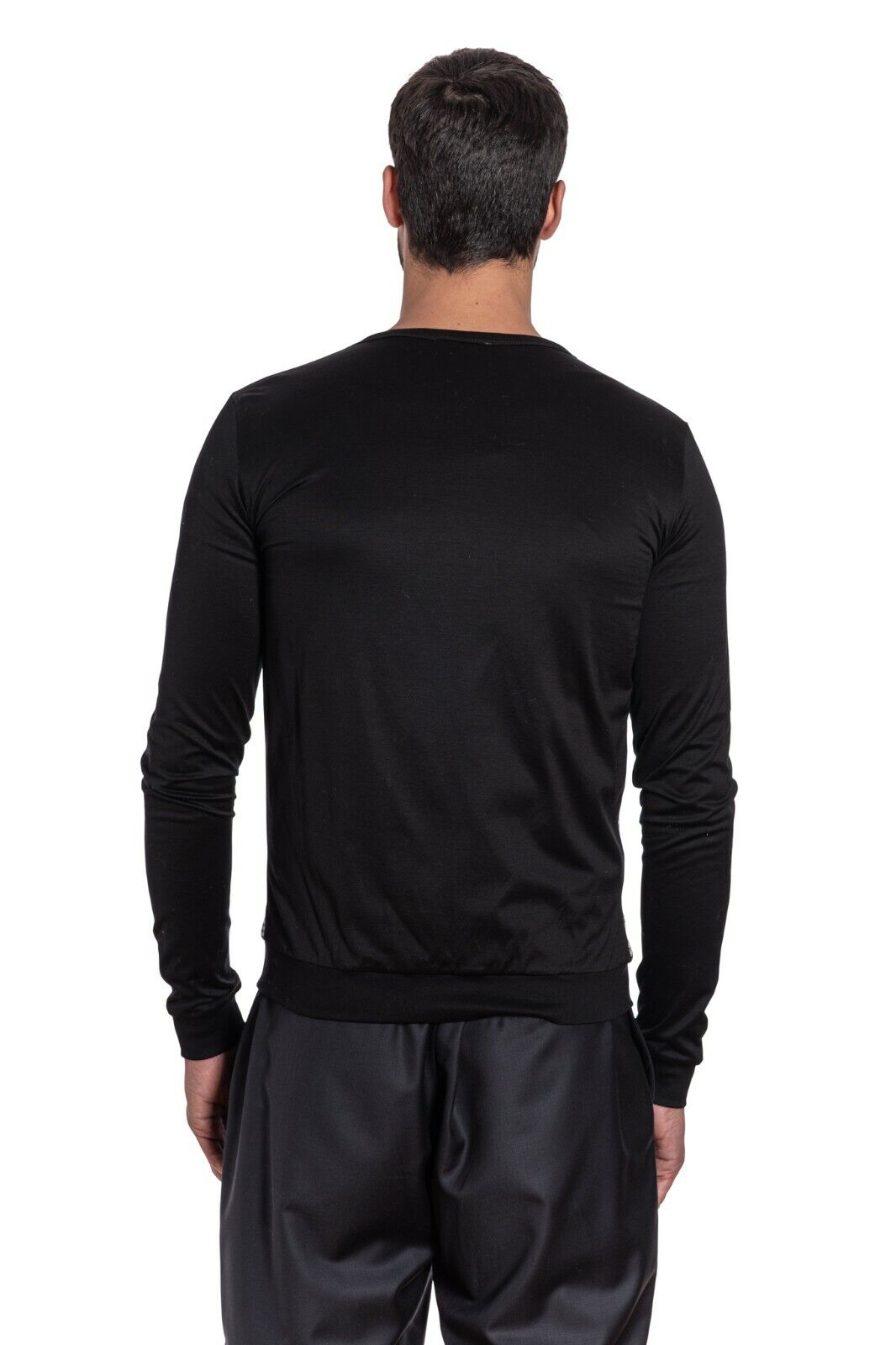 1300$ GERLIN Cardigan Jacket Black 100% Silk / Cotton Lisle Sz M  BIJAN