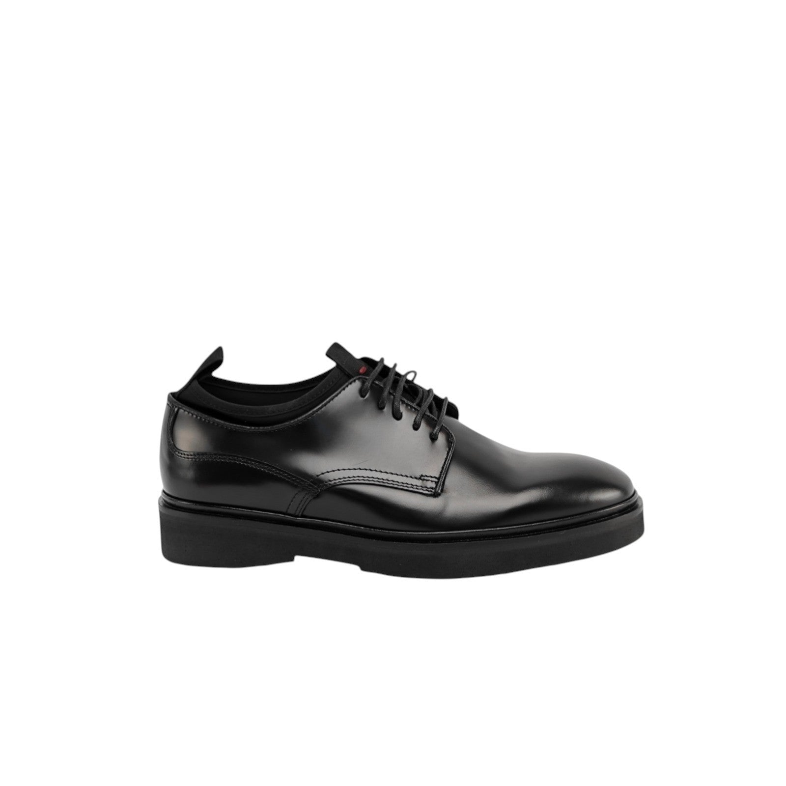 $1150 TESTONI BOLOGNA Derby Shoes Black Brush Off Calf & Neoprene