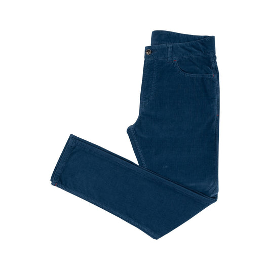 690$ ISAIA NAPOLI Blue Chino 5 Pockets Trousers Pant Corduroy Cotton