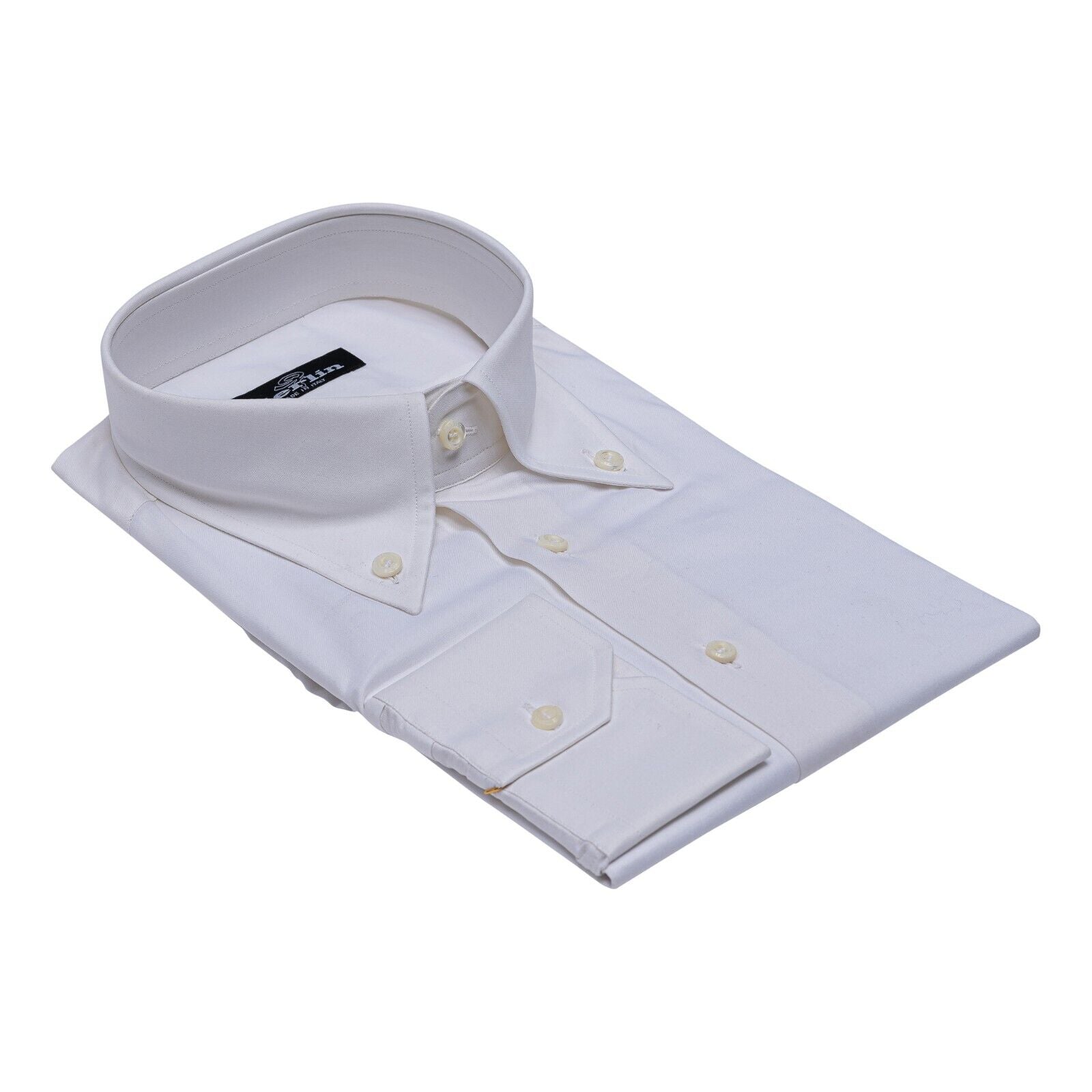 690$ LUXURY GERLIN Shirt White Point Collar Cotton 17.5 - 44 3D BIJAN