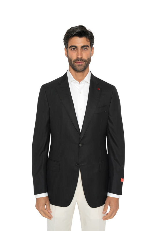 $5200 ISAIA NAPOLI Black Hand-Sewn Jacket Sport Coat Wool 40 US / 50 EU  8R