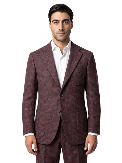 Sartoria DALCUORE NAPOLI Total Hand-Sewn Suit Burgundy Flannel Wool 40 US 50 EU