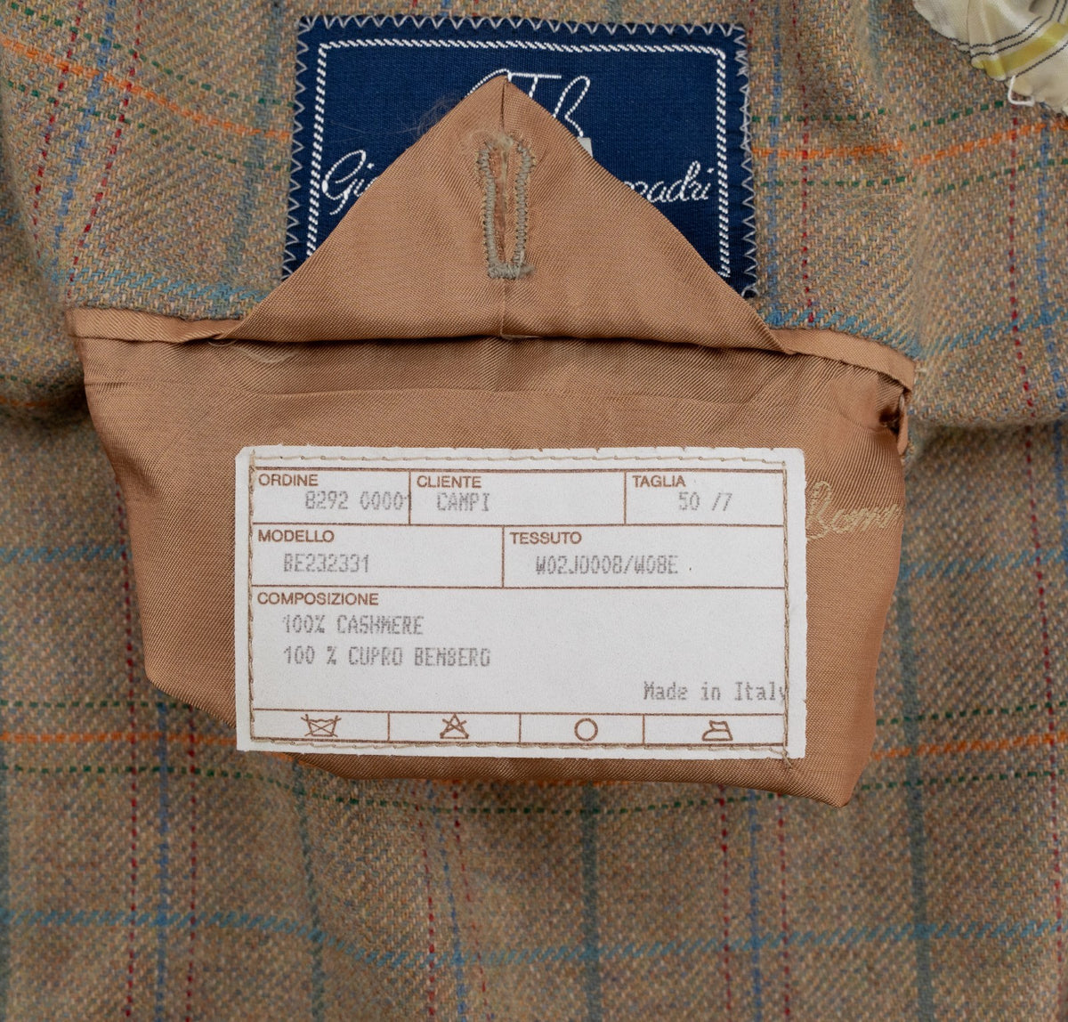 1650$ BONMEZZADRI by CARUSO Jacket Sport Coat 100% Cashmere Beige 40 US / 50 IT
