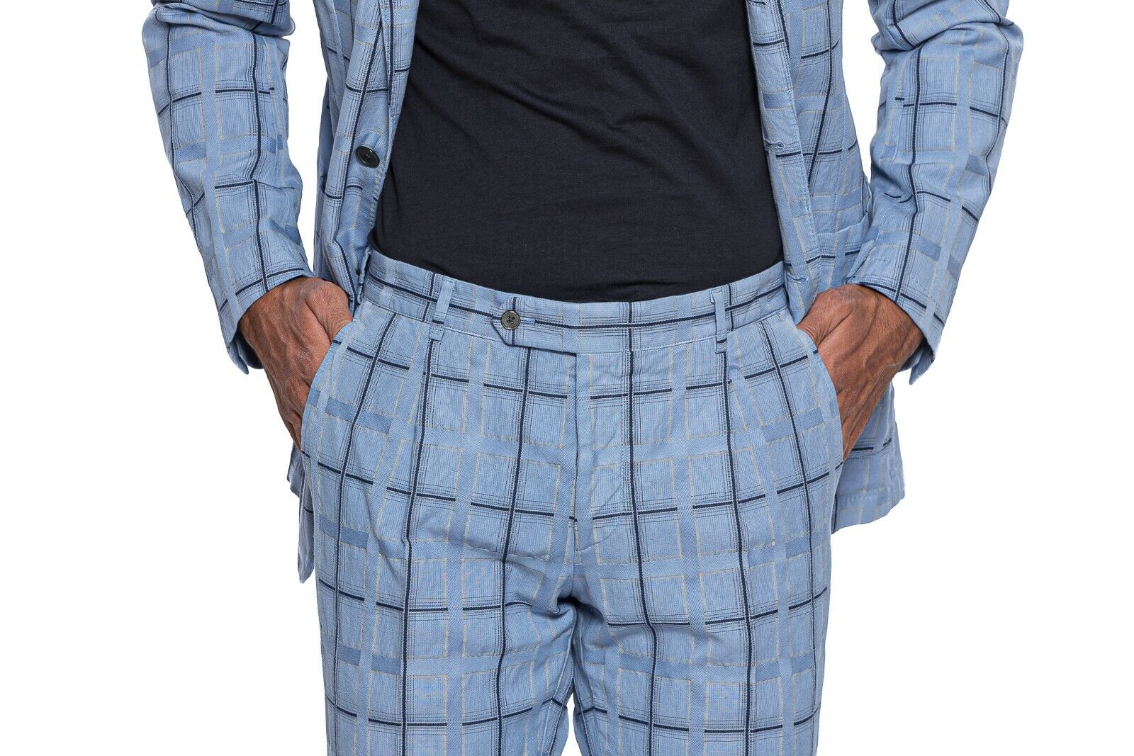 $2690 Belvest Light Blue Sport Suit Linen Cotton SAN GALLO Fabric 7R Slim Fit