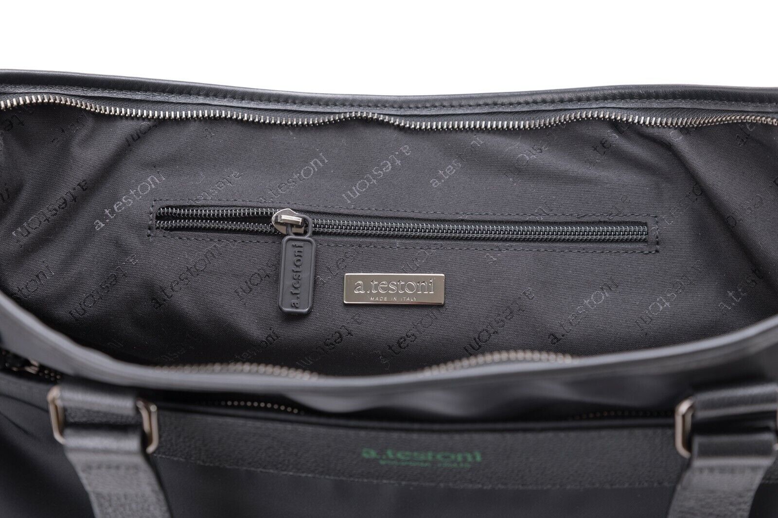 $840 Testoni Bologna Shopping Bag Work Bag Shoulder Strap Karibu Calf + Fabric