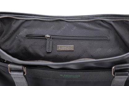 $840 Testoni Bologna Shopping Bag Work Bag Shoulder Strap Karibu Calf + Fabric