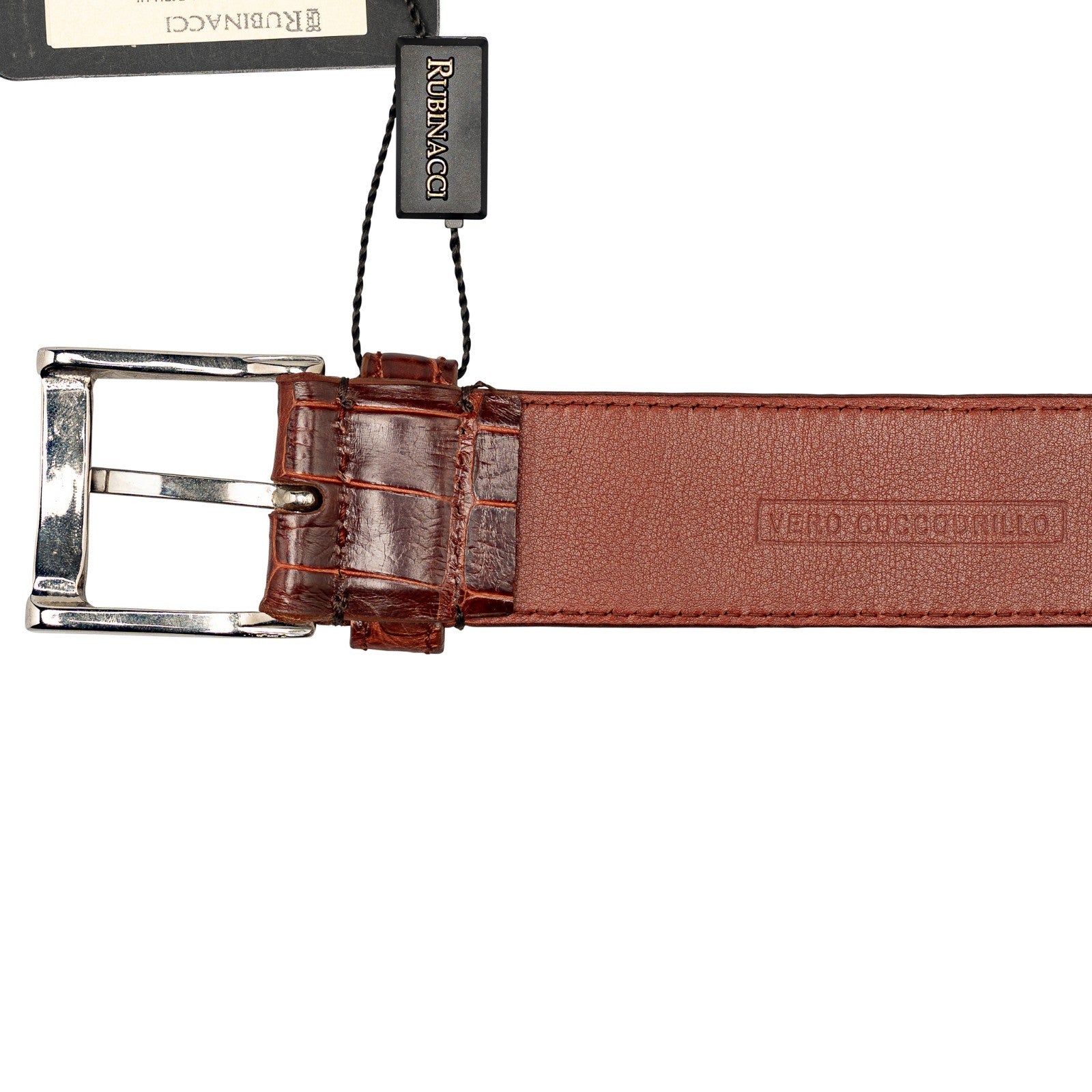$1250 RUBINACCI NAPOLI Brown Handmade Belt 100% Real Alligator Size 110  ( L )