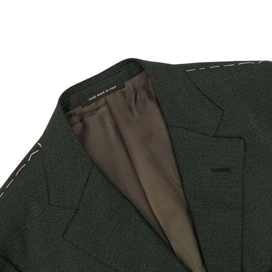 2200$ RAFFAELE CARUSO Green 100% Cashmere 3/2 Roll Jacket Sport Coat 40 US 50 IT