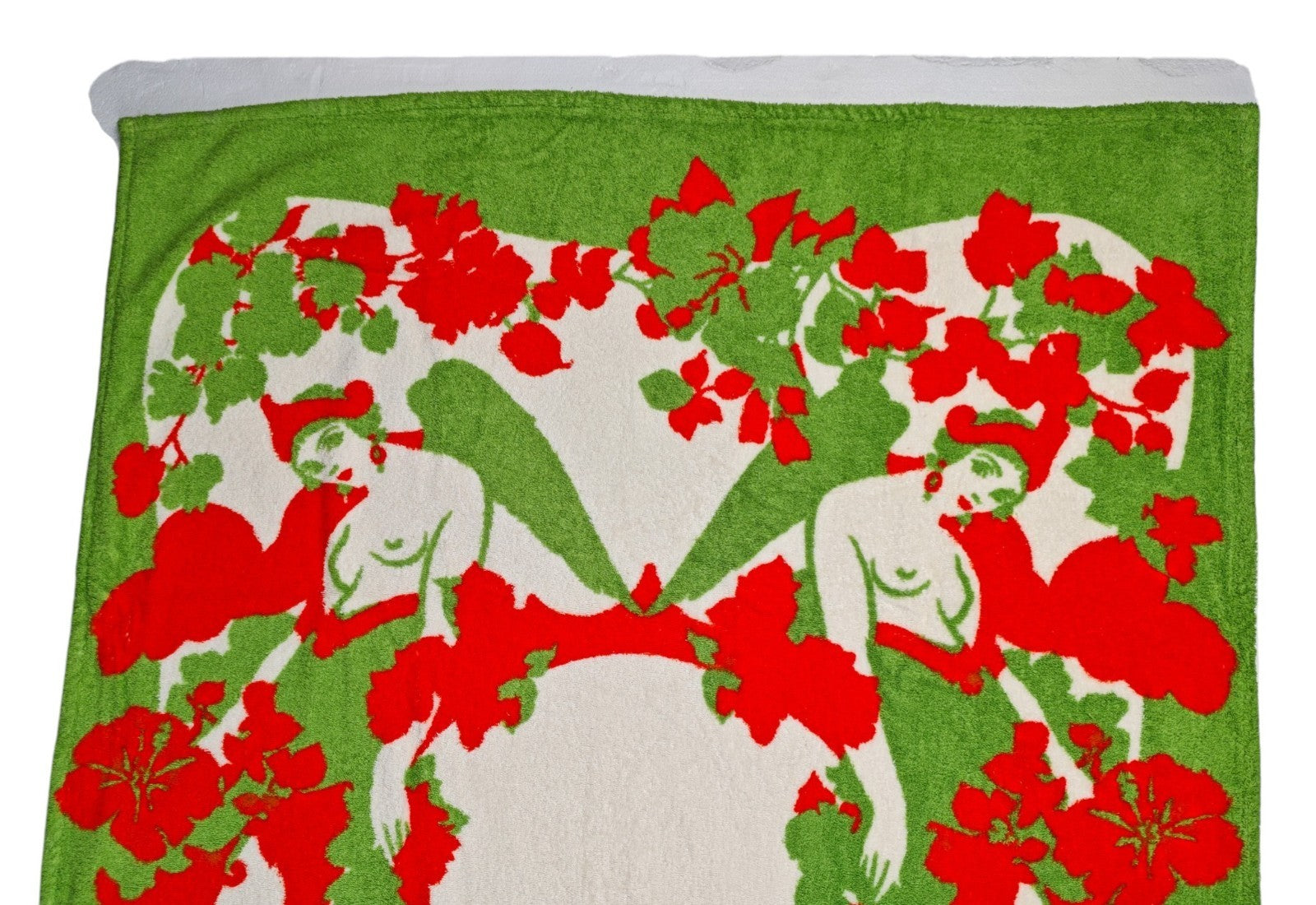 550$ RUBINACCI NAPOLI "Sirenuse" Beach Towel 100x180 cm Cotton Green / Red