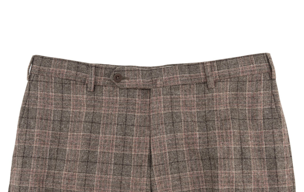 $6850 ISAIA NAPOLI "Capri" Gray - Dark Pink Suit Flannel Wool 40 US / 50 EU 7R