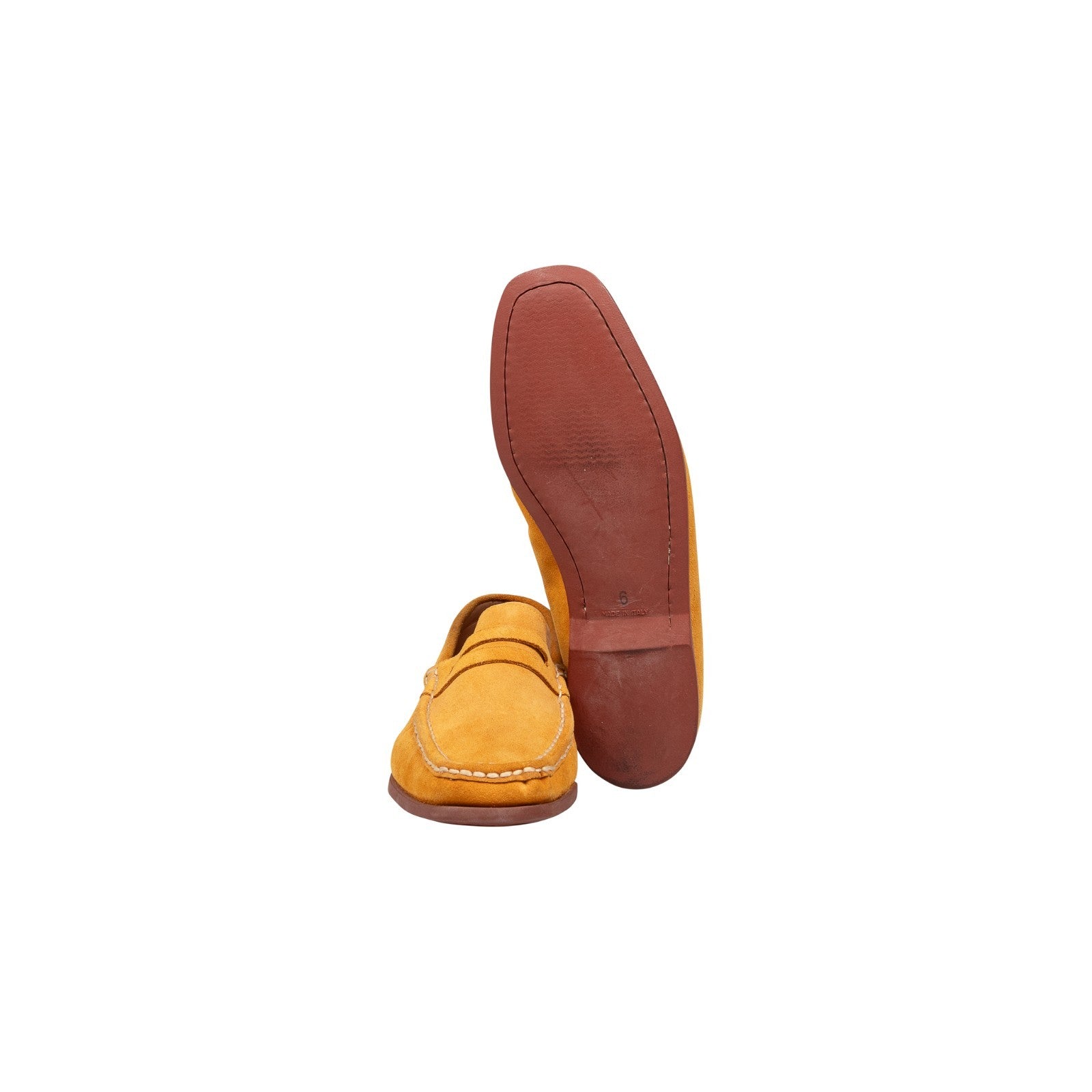 800$ RUBINACCI LONDON HOUSE Mustard Suede Penny Loafers Driving  6 UK 7 US