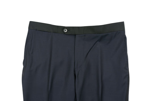1250$ ISAIA NAPOLI Blue Navy Hand-Sewn Tuxedo Dress Pant Wool 32 US / 48 EU 8R