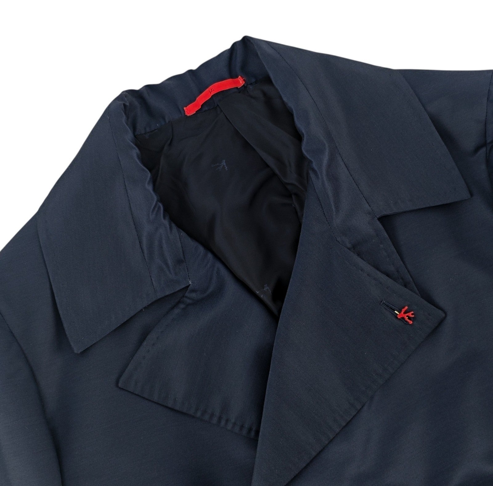 6590$ ISAIA Blue Navy Belted Trench Coat Cashmere / Silk 38 US / 48 EU R