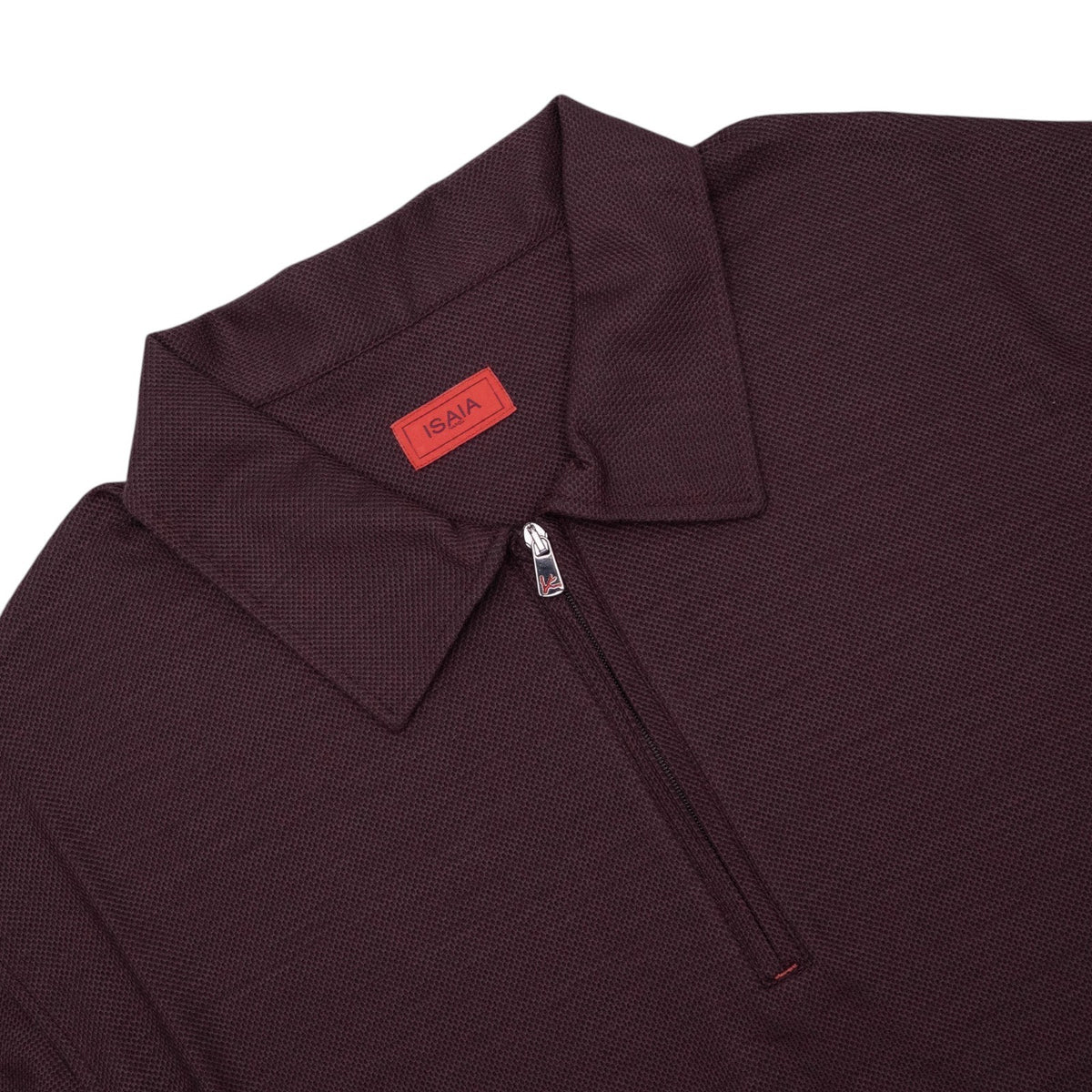 1200$ ISAIA NAPOLI Burgundy Long Sleeve Half Zip Polo 100% Wool Size XL