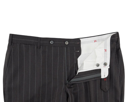 $6850 ISAIA NAPOLI "Gregorio" Dark Gray Suit Hand-Sewn Fine Wool Striped