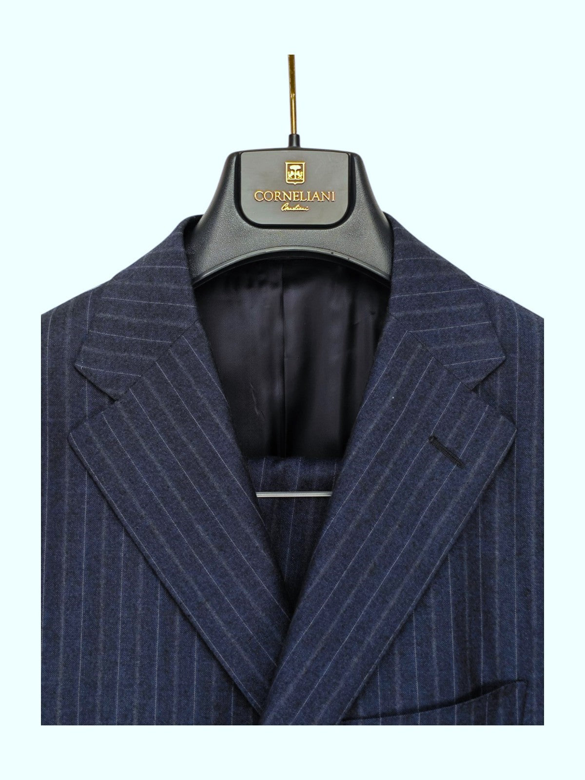 $1450 CORNELIANI Blue Striped Suit Wool / Cashmere 40 US / 50 EU  6R