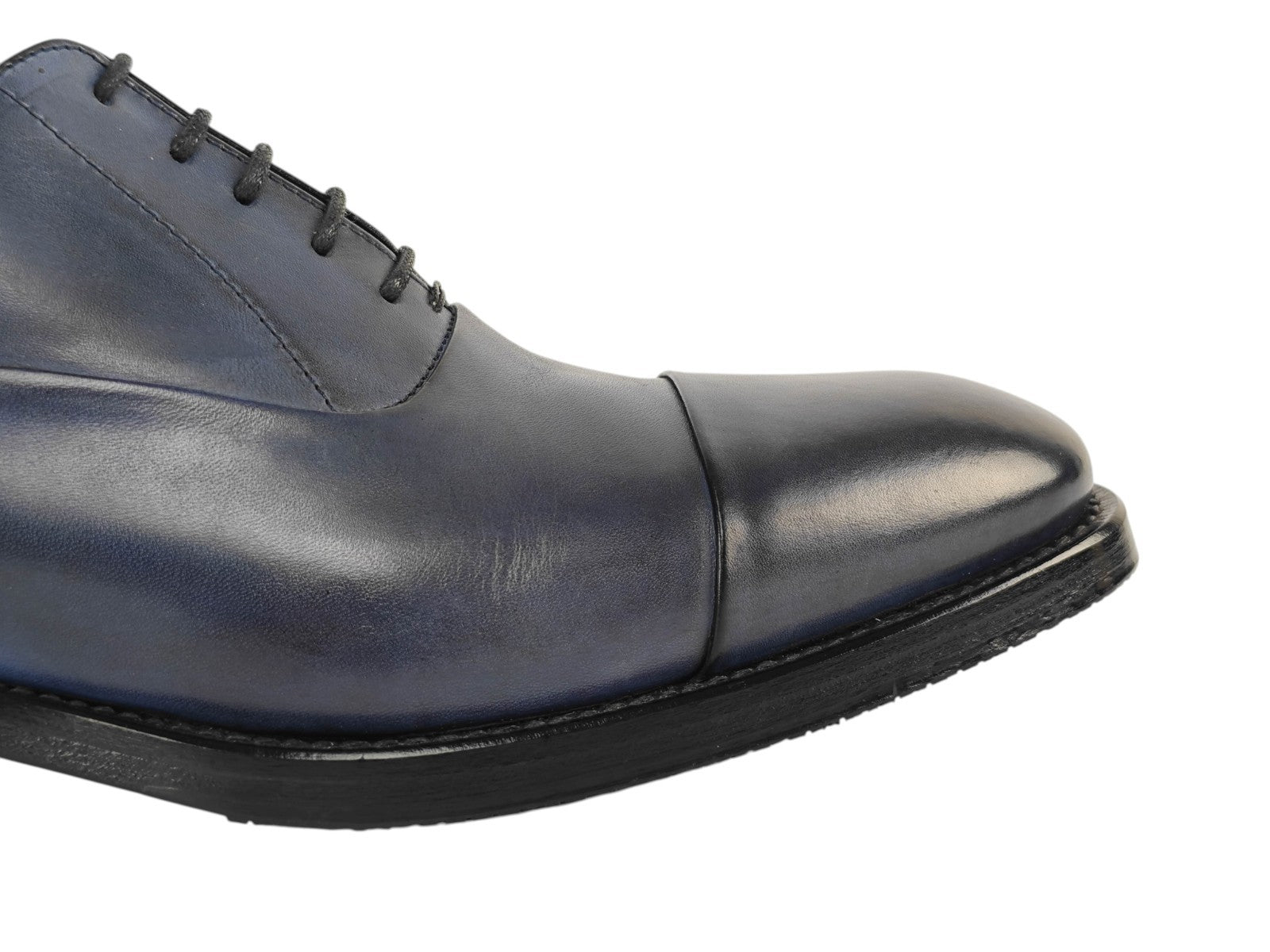 1050$ TESTONI 1929 Oxford Shoes Burnished Calf Indigo 8 UK / 9 US / 42 IT
