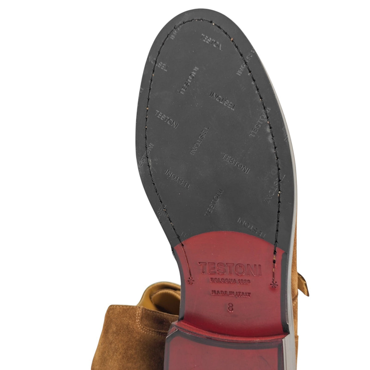 1250$ TESTONI "Vietri" Brown Double Monk Shoes Eco Suede 8 UK / 9 US / 42 IT