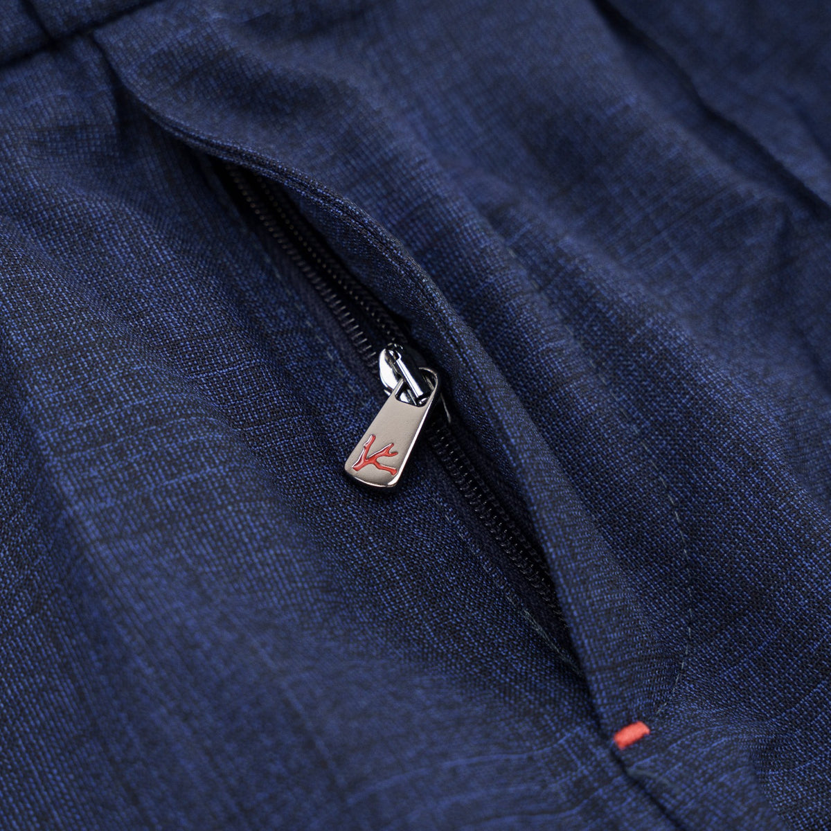 1300$ ISAIA NAPOLI Blue Glen Plain Drawstring Pant Fine Wool 28 US / 44 EU