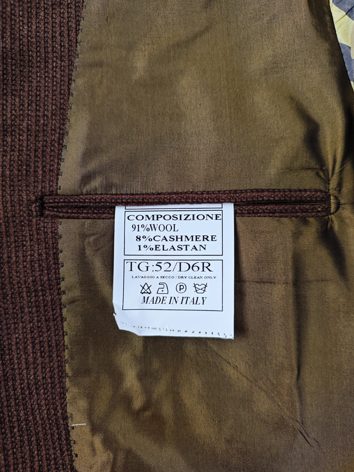 $1600 RUBINACCI Brown Jacket Sport Coat Ribbed Knit Wool Cashmere 42 US / 52 EU