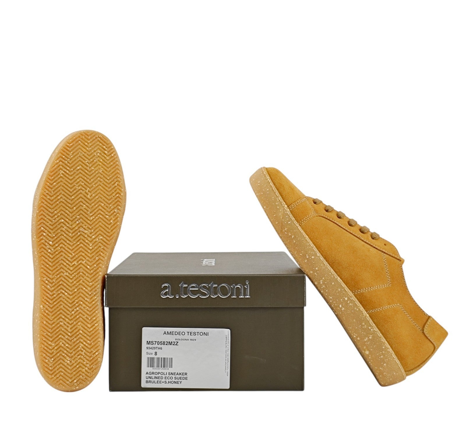 850$ TESTONI Unlined Sneaker Shoes Honey / Brulee Suede 8 UK  / 9 US / 42 IT