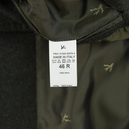 $7100 ISAIA NAPOLI Dark Green Overcoat Flannel Wool 36 US / 46 EU