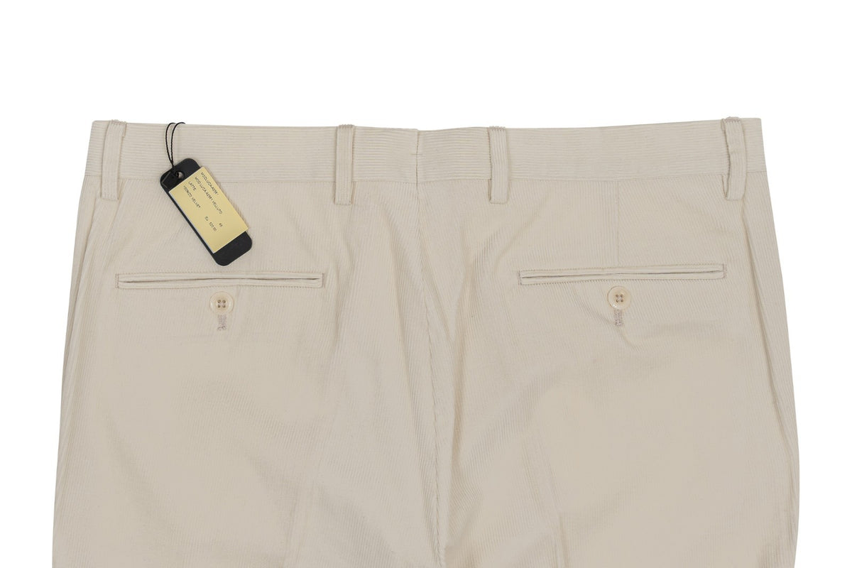 625$ RUBINACCI NAPOLI "Luca" Ivory Cotton Corduroy Trouser Pant Made in Napoli