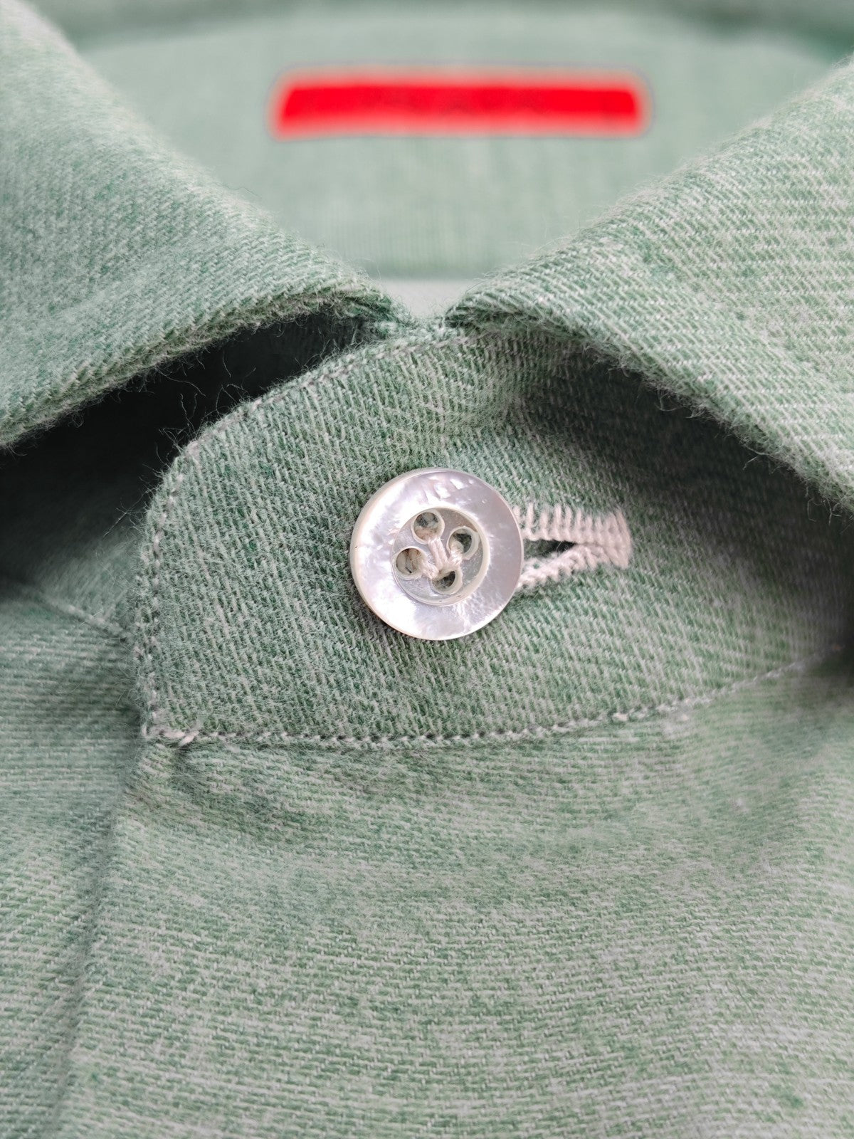 780$ ISAIA "Mix" Dress Shirt Aquamarine Cotton Cashmere Hand - Sewn 15.75 - 40