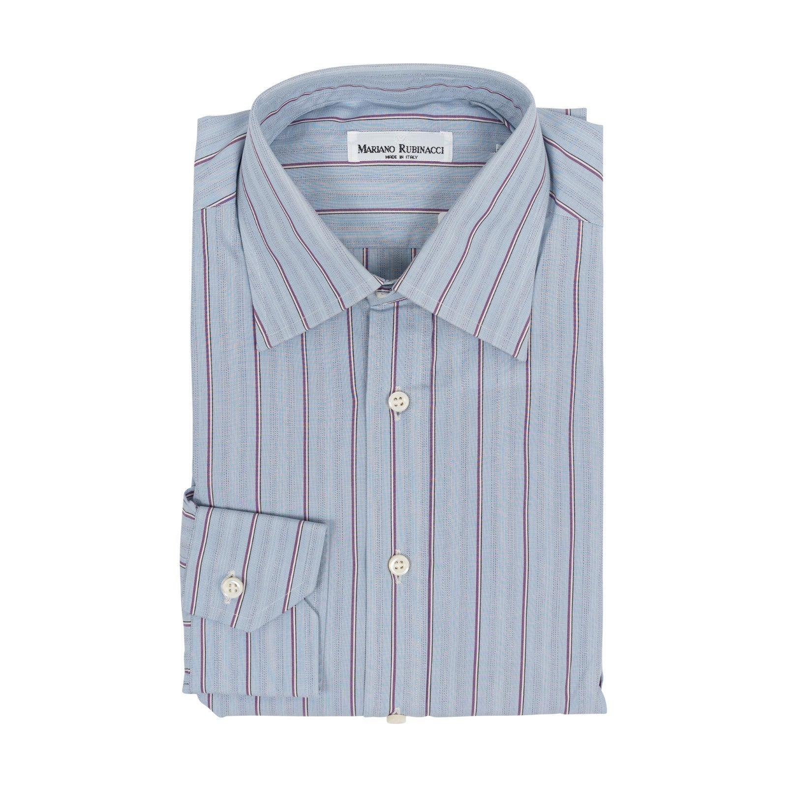 520$ RUBINACCI NAPOLI Blue Striped Hand-Sewn Shirt Classic Fit  16 - 41  2Q