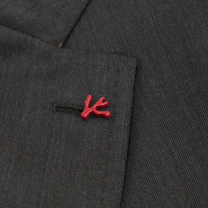 $6850 ISAIA NAPOLI "Capri" Gray Suit Hand-Sewn Fine Wool Herringbone