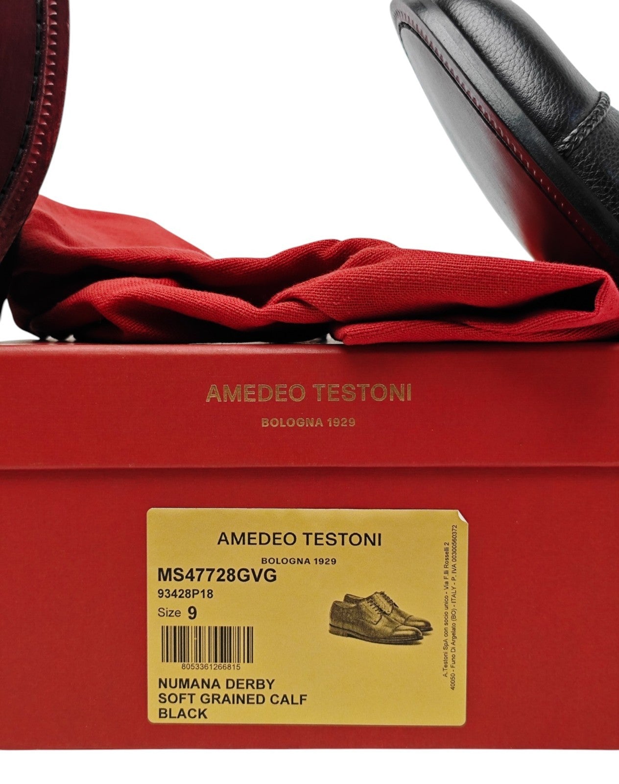 1200$ TESTONI "Numana" Black Derby Shoes Soft Grain Calf 8 UK / 9 US / 42 IT