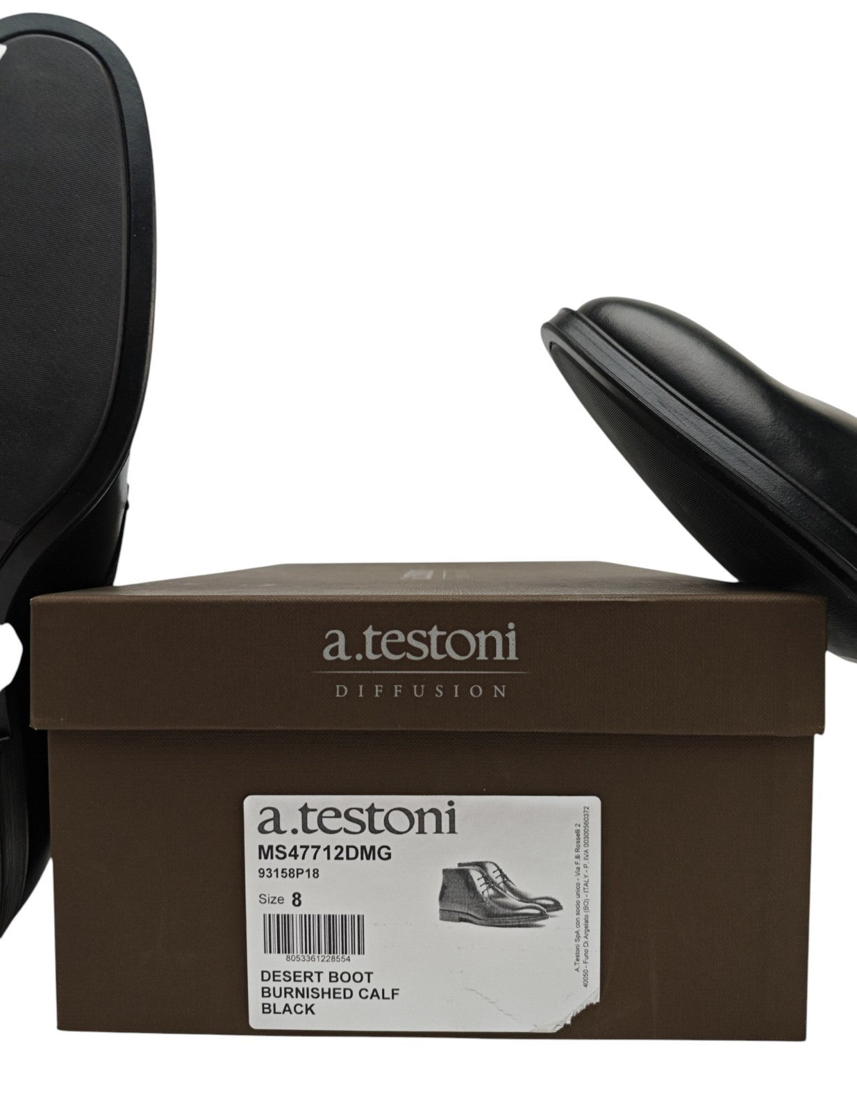 1350$ TESTONI Desert Boot Black Burnished Calf  8 UK / 9 US / 42 IT