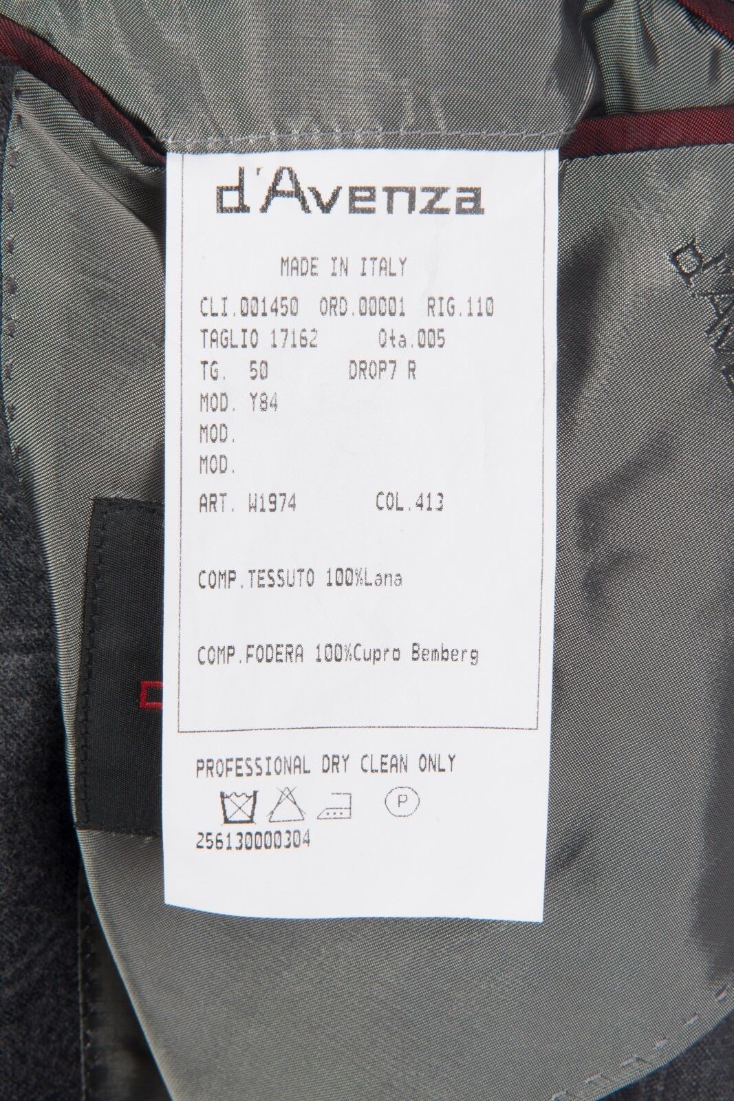$1680 D'AVENZA Grey Wool Windowpane Jacket Blazer DB Sewn in Italy 40 US / 50 EU