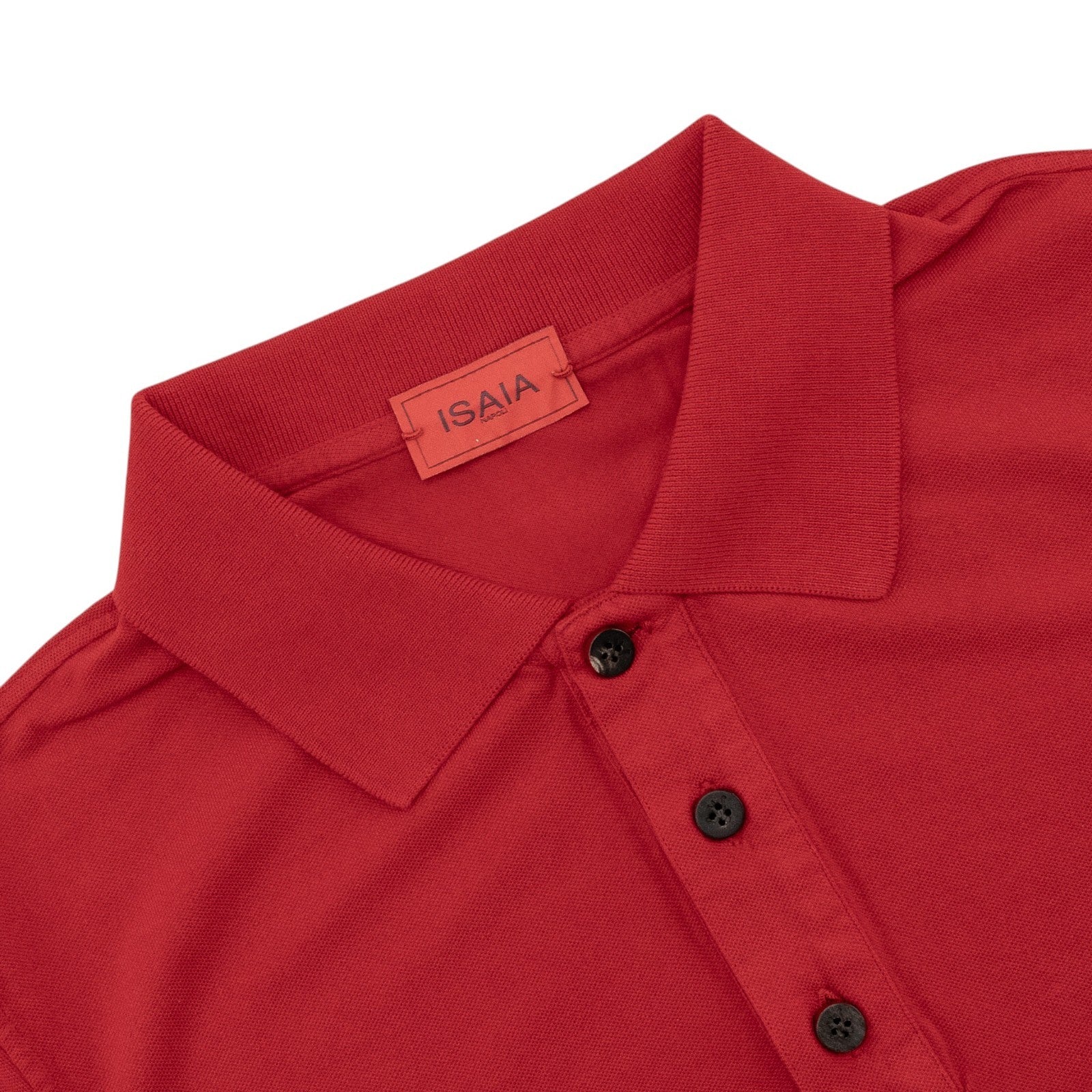575$ ISAIA NAPOLI Garment Dyed Cotton Piquet Short Sleeve Polo Red