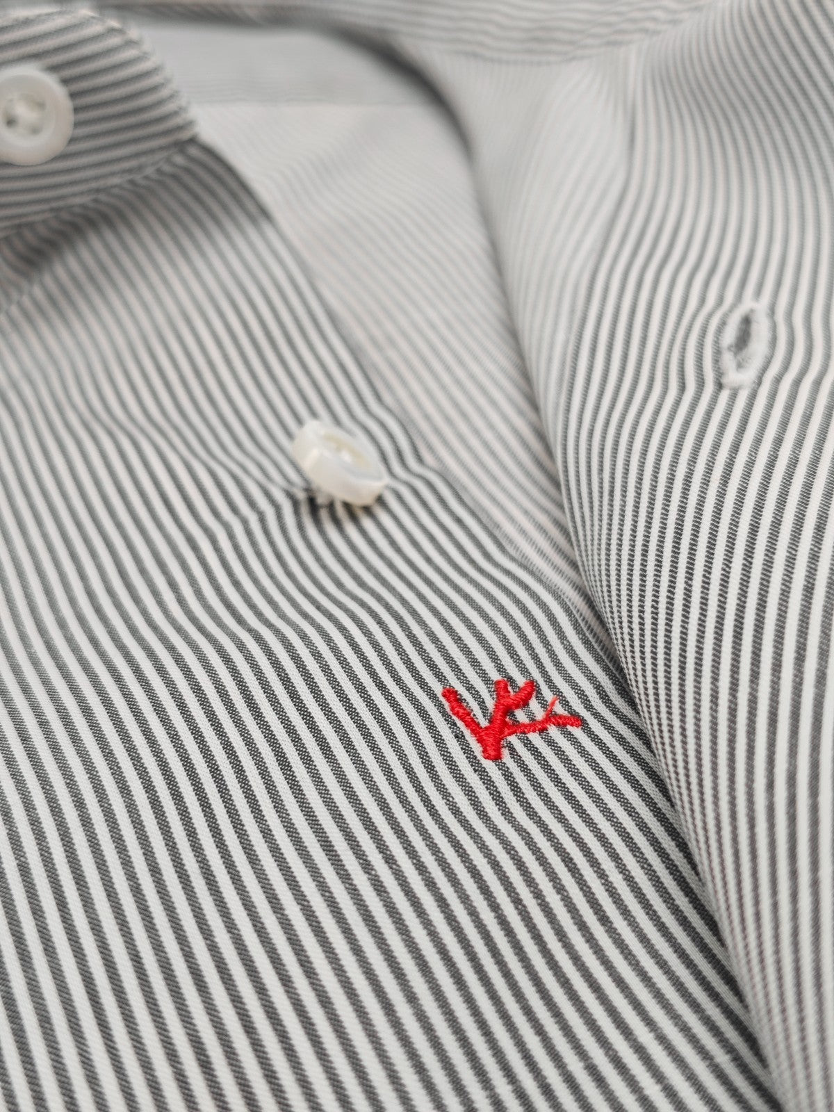 730$ ISAIA NAPOLI "Mix" Dress Shirt Gray Striped Lightwheight Cotton 15.75 - 40