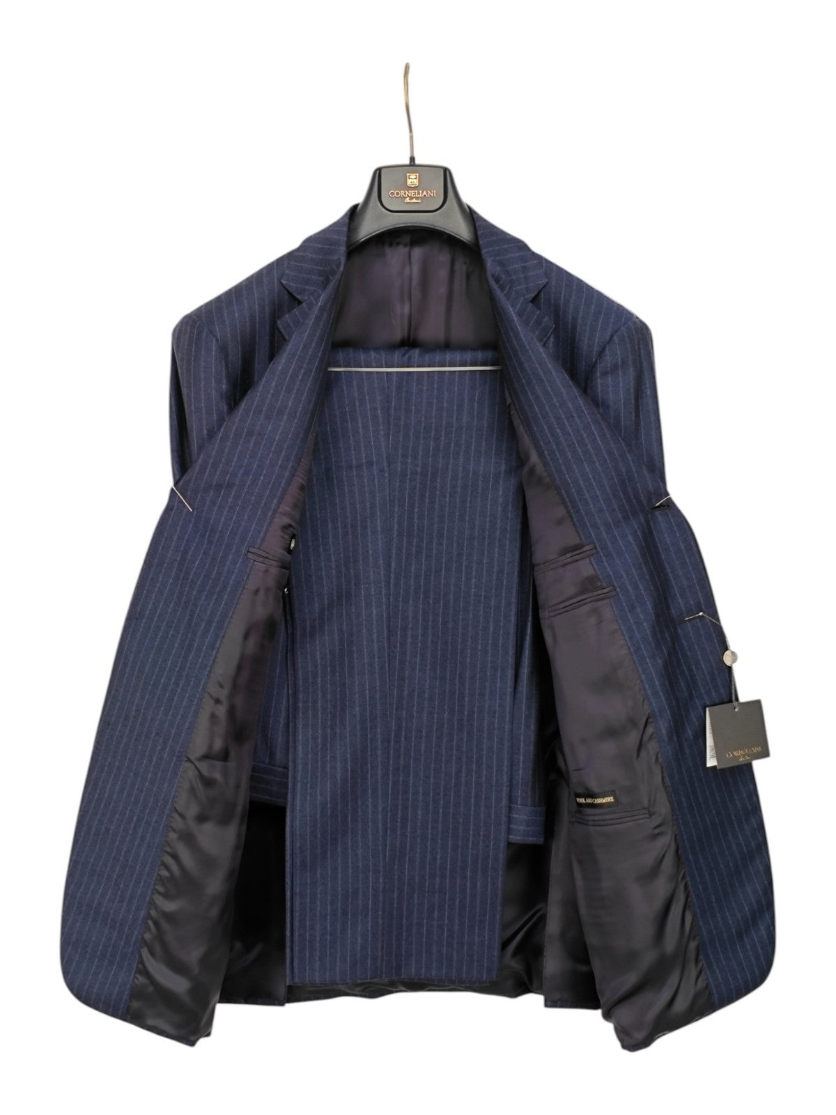 $1450 CORNELIANI Blue Striped Suit Wool / Cashmere 40 US / 50 EU  6R