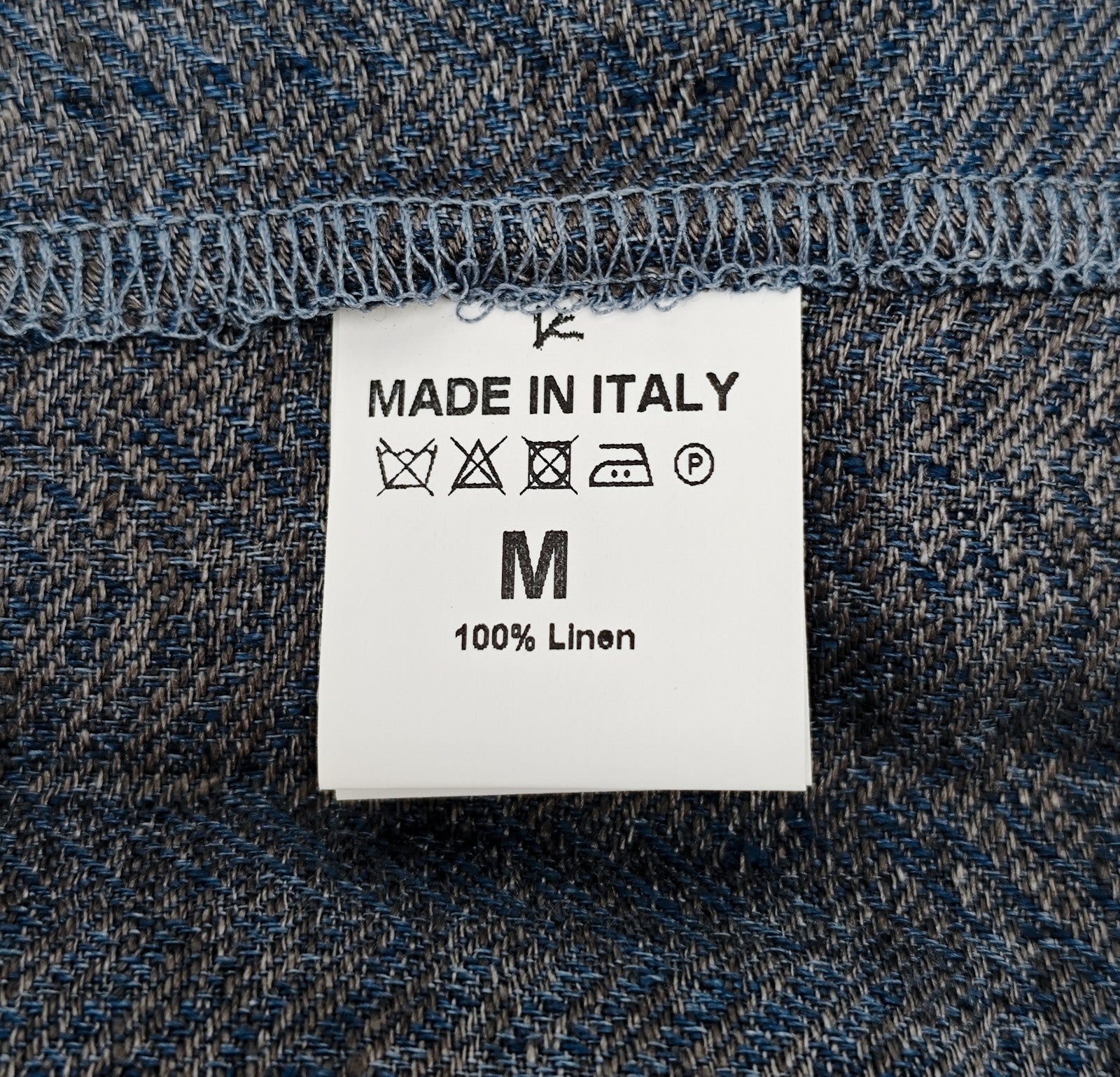 $1550 ISAIA Blue Hand-Sewn Overshirt Jacket 100% Linen Herringbone Size M