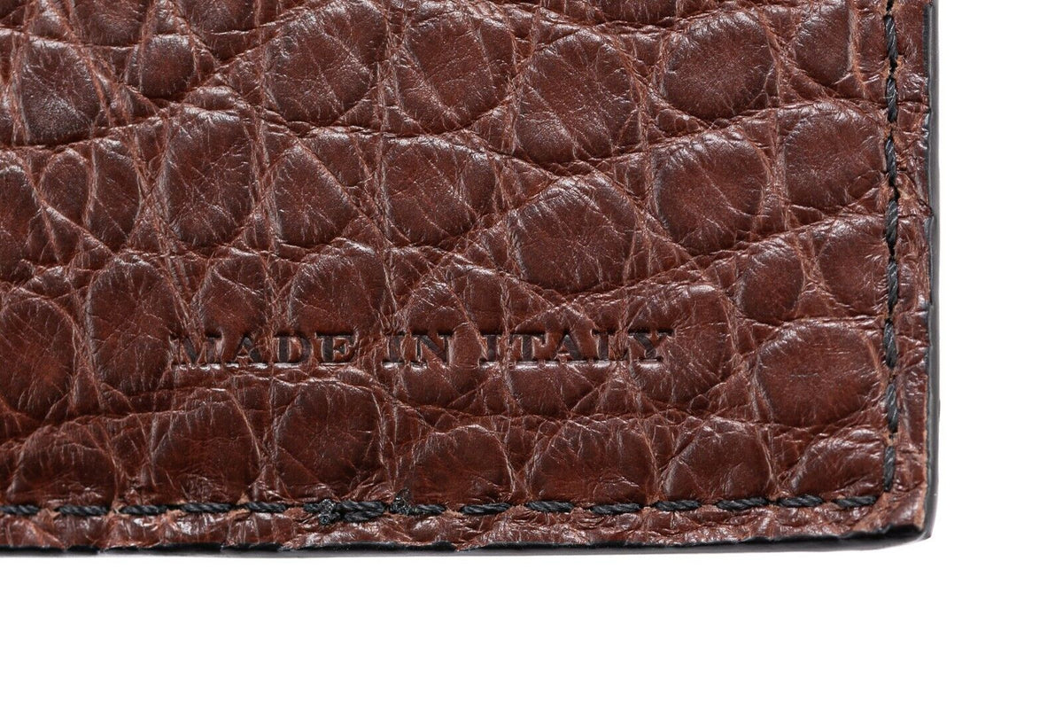 1150$ BURBERRY Genuine Alligator Passport Holder Wallet Deep Claret Unisex