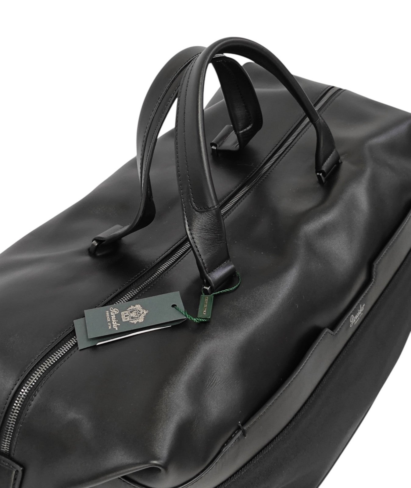 1300$ PINEIDER FIRENZE 1774 Leather & Nylon Shoulder Travel Duffle Bag Black