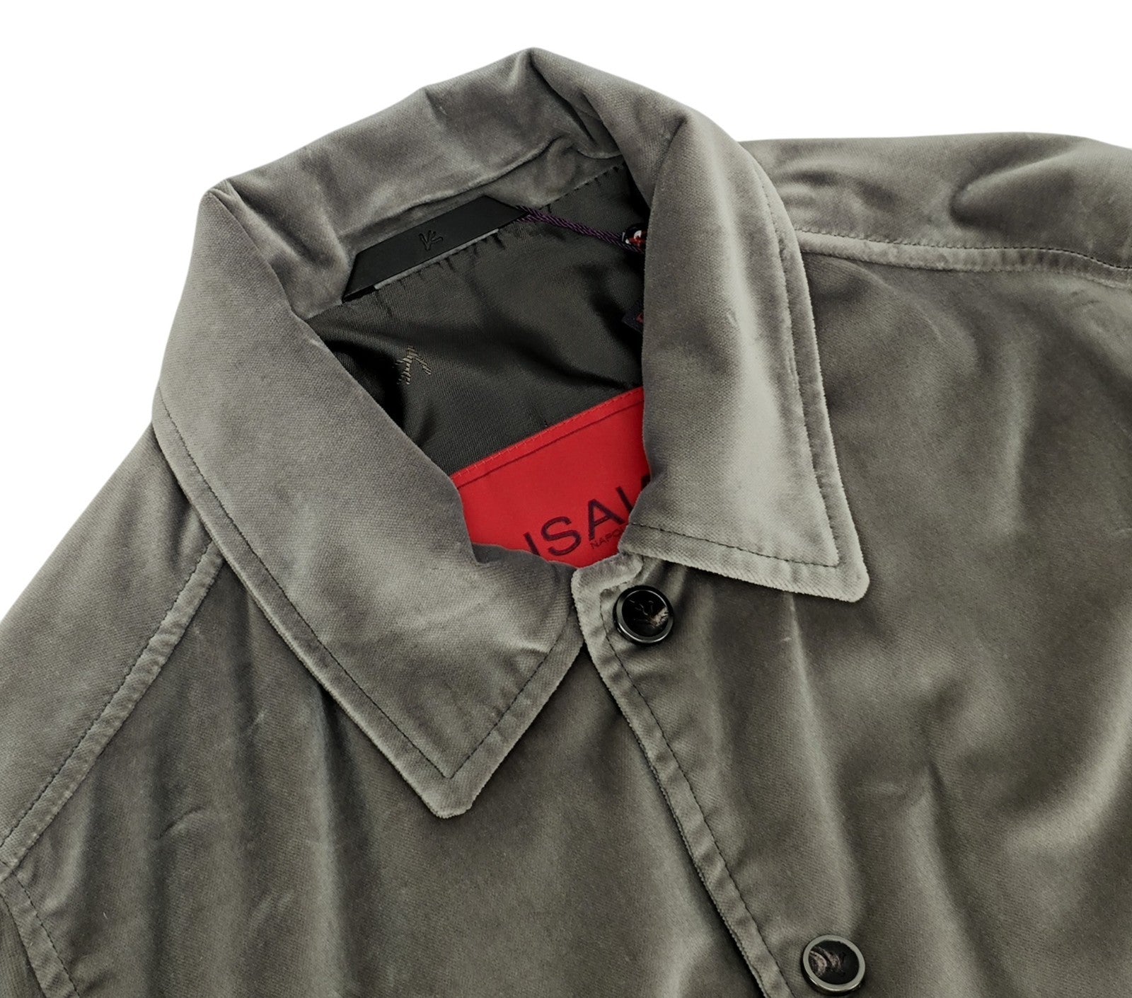 $3250 ISAIA NAPOLI "College" Bomber Jacket Gray Brushed Velvet Cotton