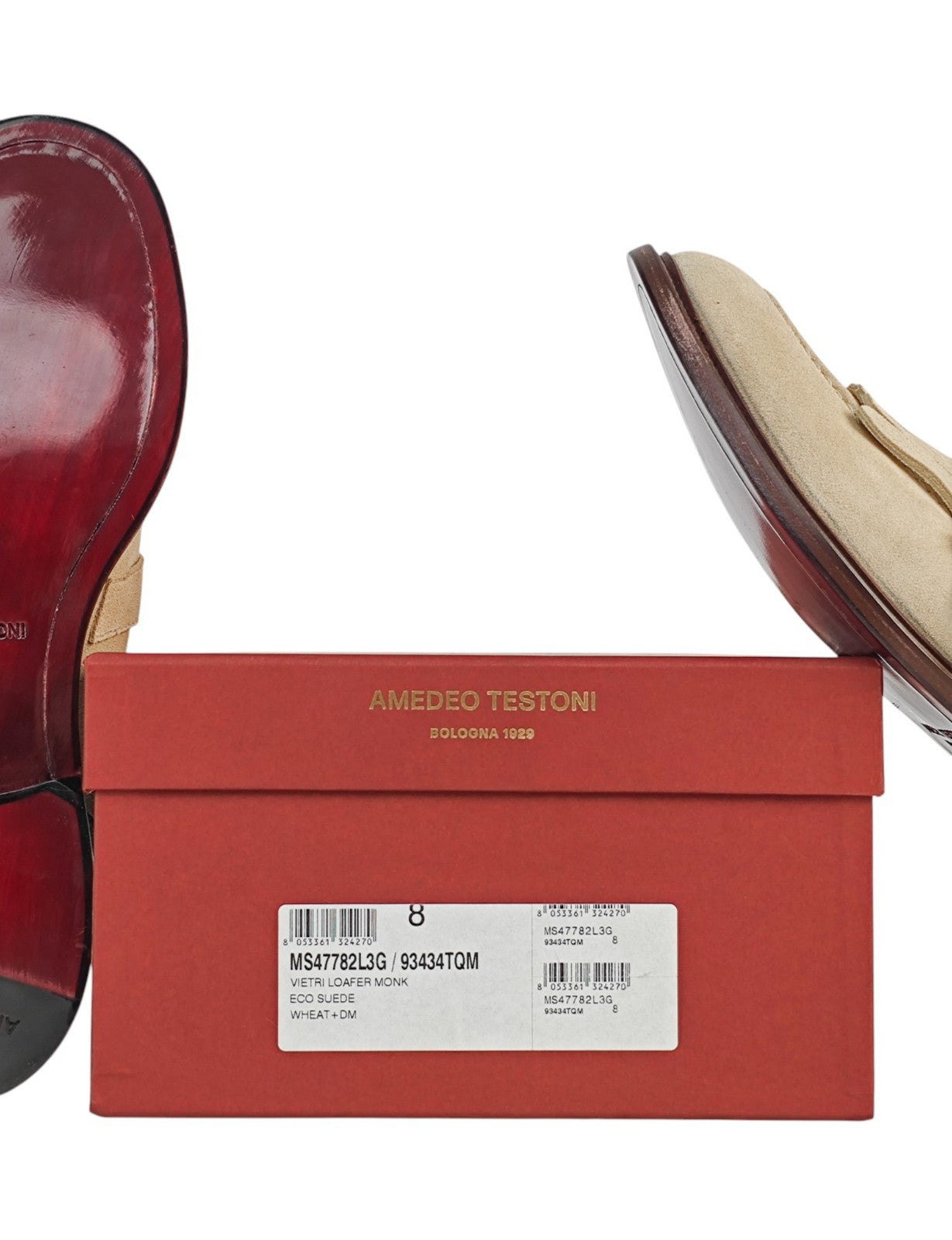 1250$ TESTONI "Vietri" Beige Loafer Monk Shoes Eco Suede 8 UK / 9 US / 42 IT