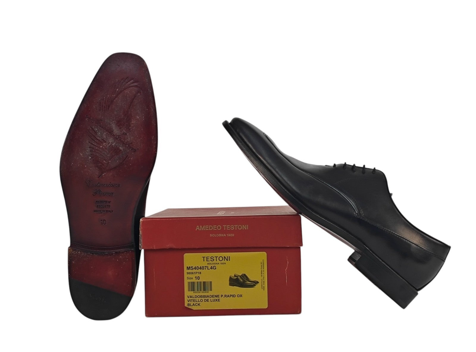 1400$ TESTONI " Valdobbiadene " PIUMA Oxford Shoes Calf 10 UK / 11 US / 44 IT