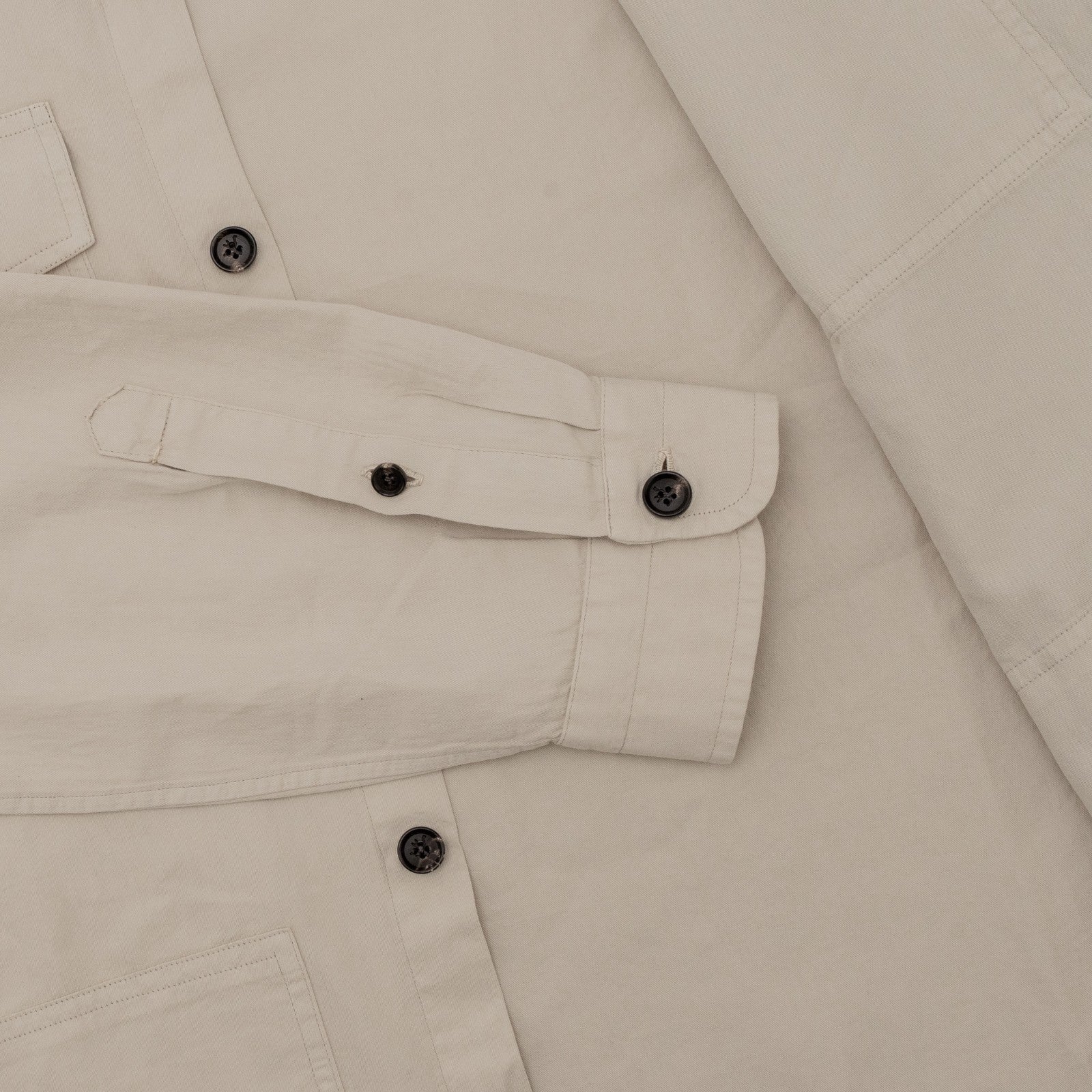 $1300 ISAIA NAPOLI Light Beige Hand-Sewn Overshirt Jacket Cotton Silk Size XXL