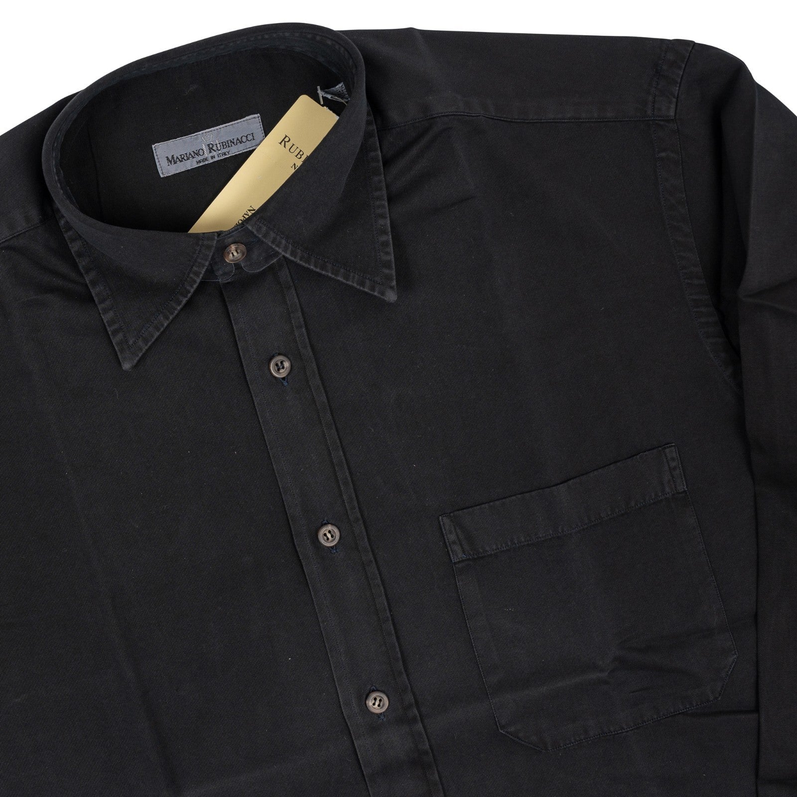 520$ RUBINACCI NAPOLI Black Hand-Sewn Pocket Casual Shirt Cotton Regular Fit  5B