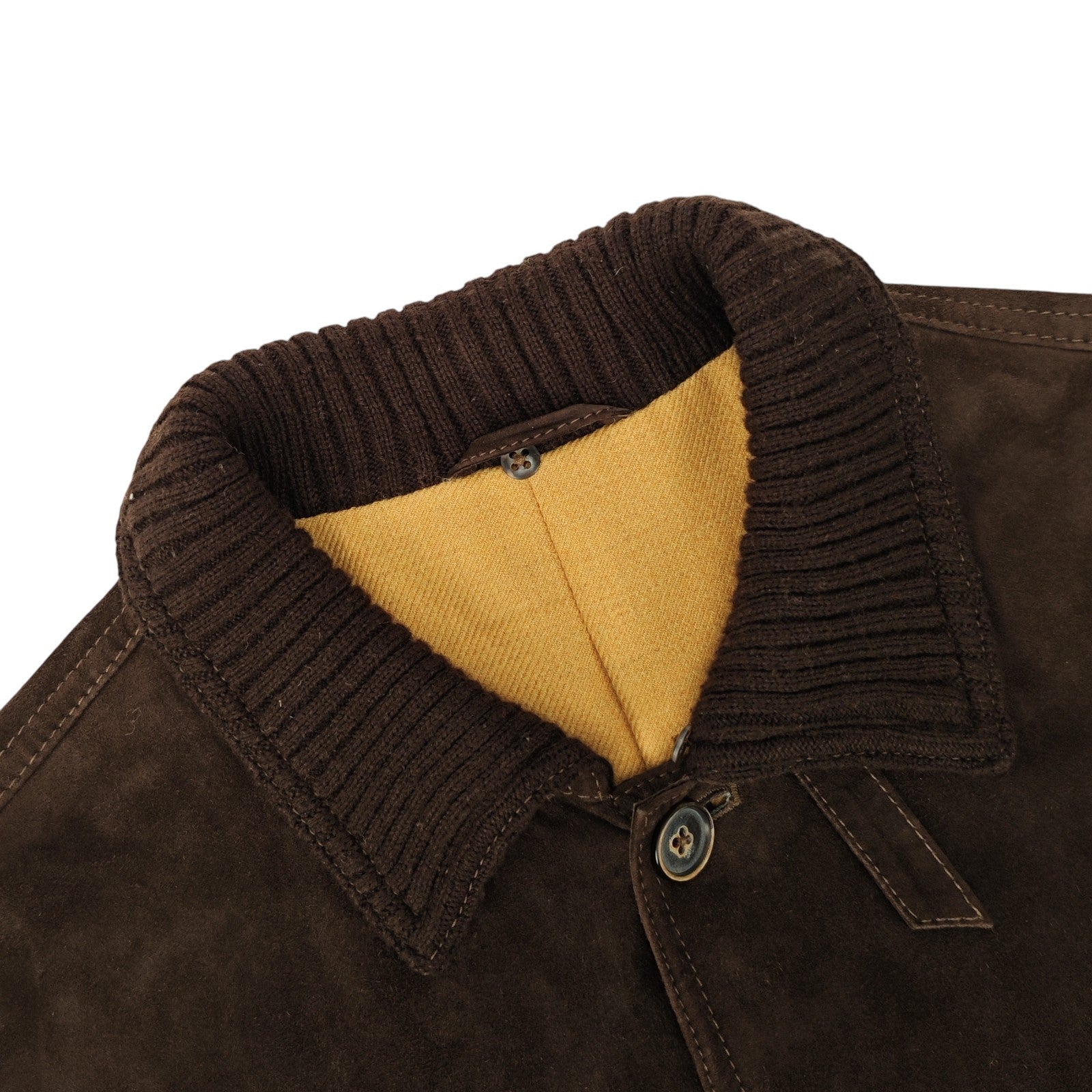 SALFRA Brown Suede Leather Field Jacket Coat Rib Collar Made Italy 40 US / 50 IT