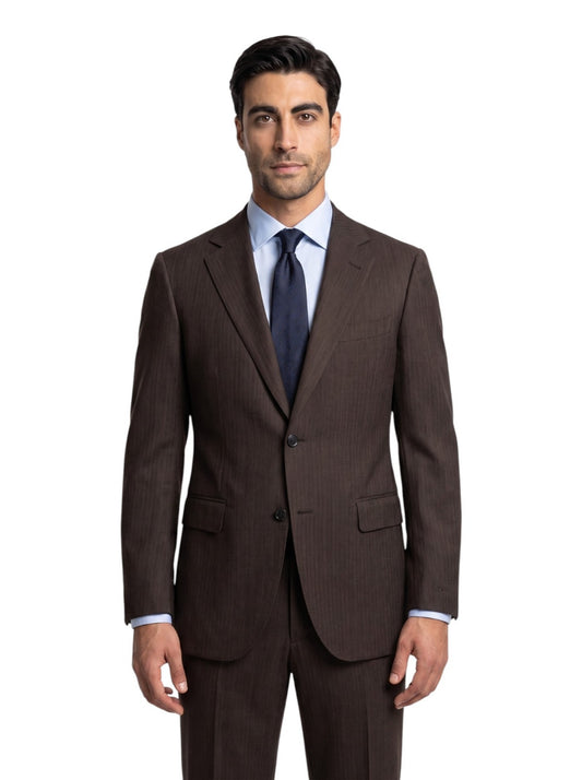 $2400 RAFFAELE CARUSO Brown Suit LORO PIANA Wool 130's Herringbone 40 US / 50 EU