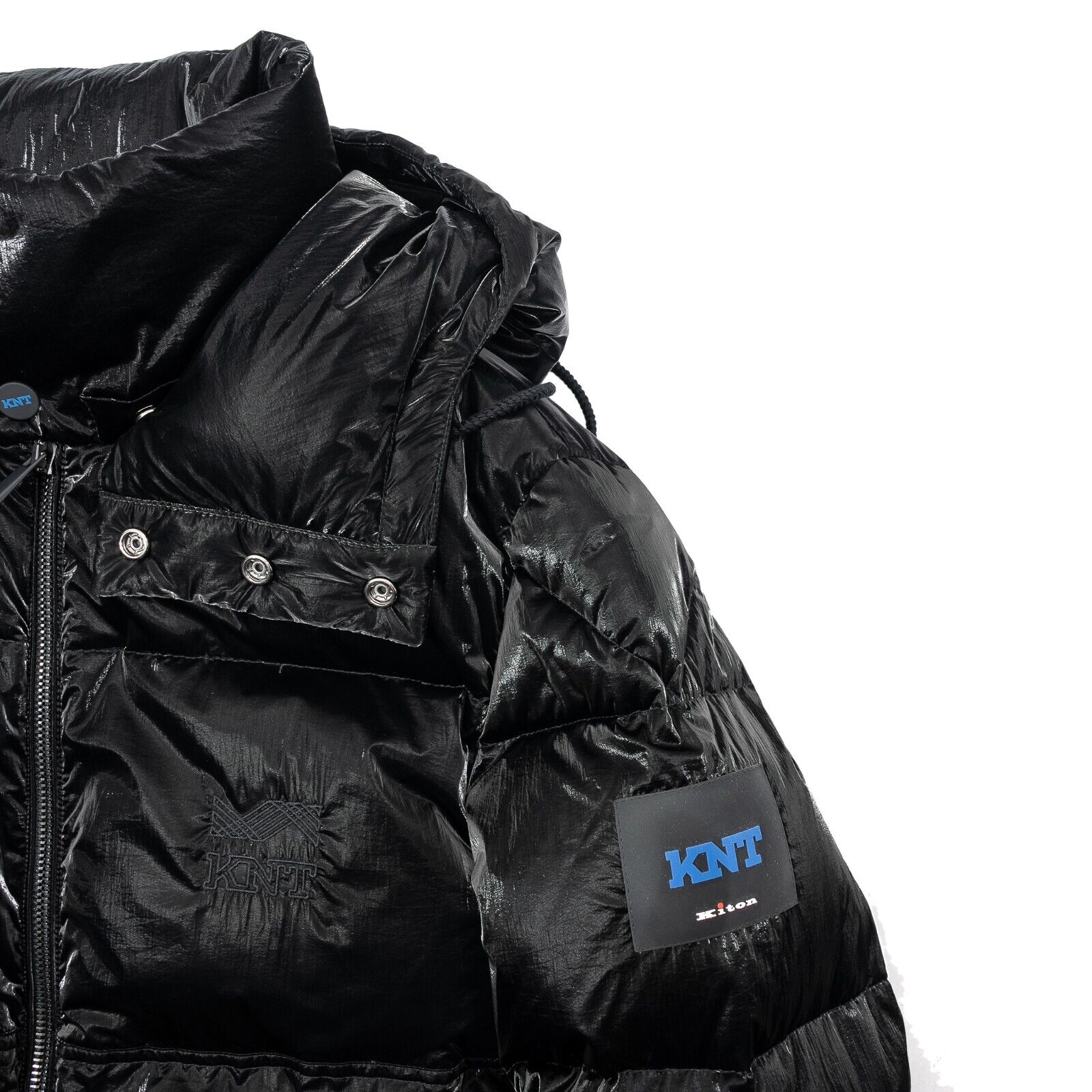 $3900 KITON KNT Black Goose Down Puffer Jacket Coat "Shiny Effect" 38 US / 48 EU