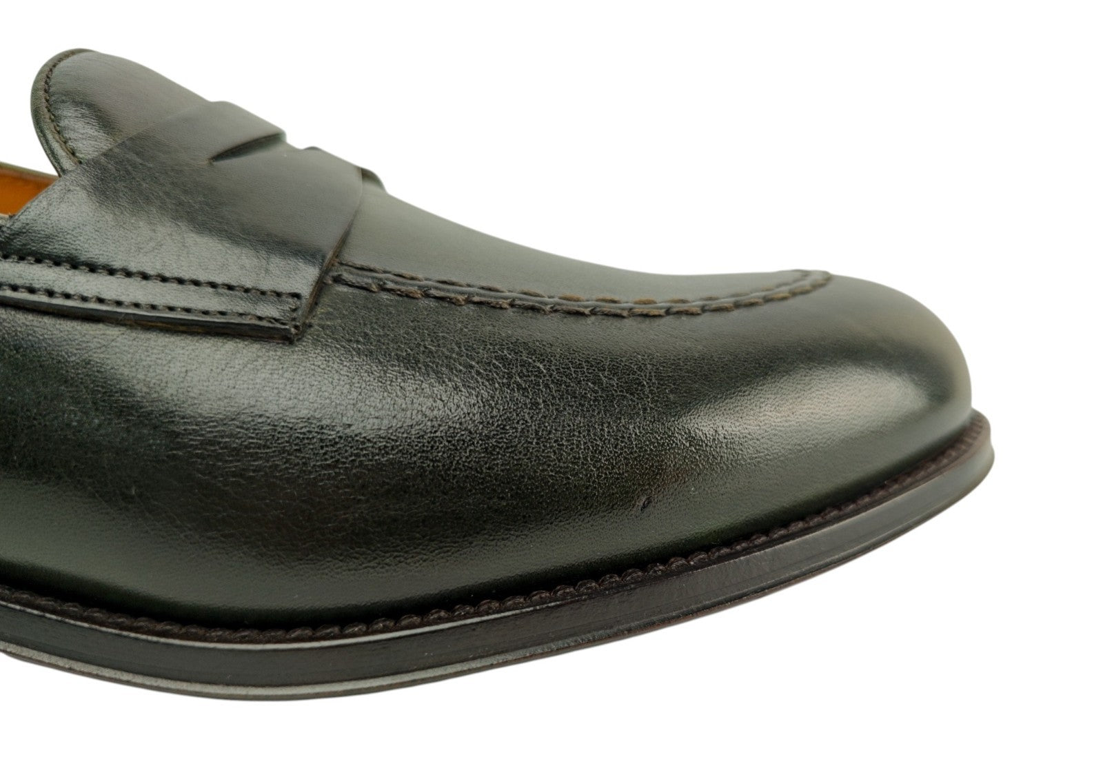 1300$ TESTONI BOLOGNA Loafer Shoes Antique Lux Calf Green 8 UK / 9 US / 42 IT