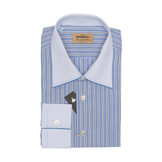 690$ LUXURY GERLIN Shirt Striped SUPRALUX ALUMO Cotton 16 - 41 1T ZILLI