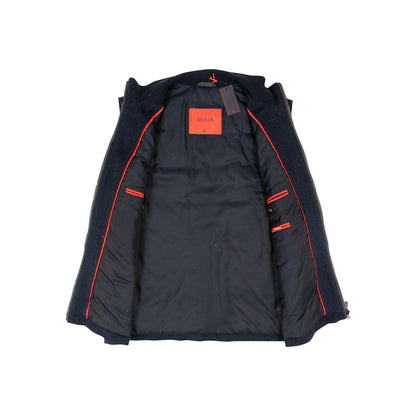 3900$ ISAIA NAPOLI Blue Navy Jacket Vest 100% Cashmere & Leather Details
